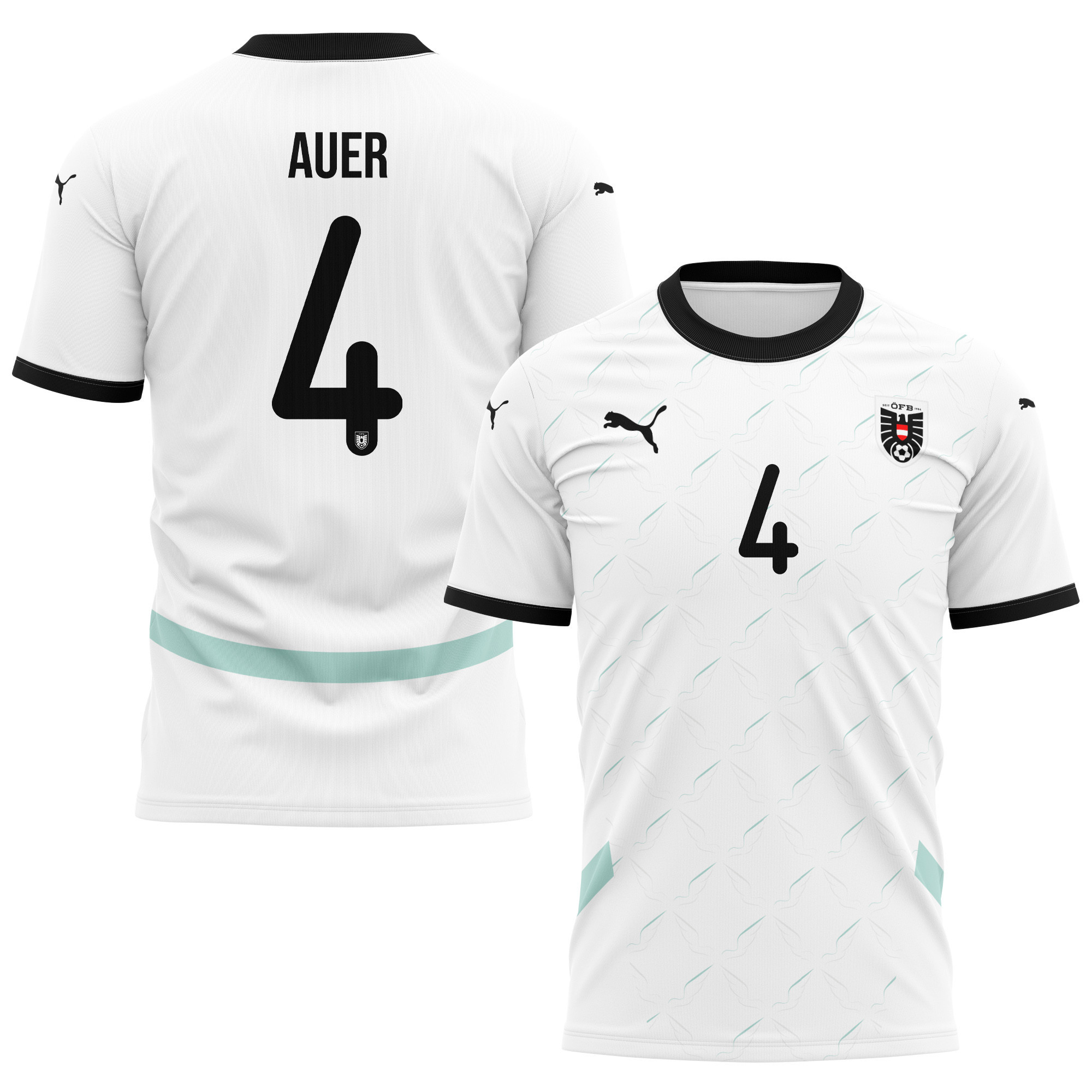 Jonas Auer 4 Austria National Team 2024/25 Away Kits AOP T-shirt - White