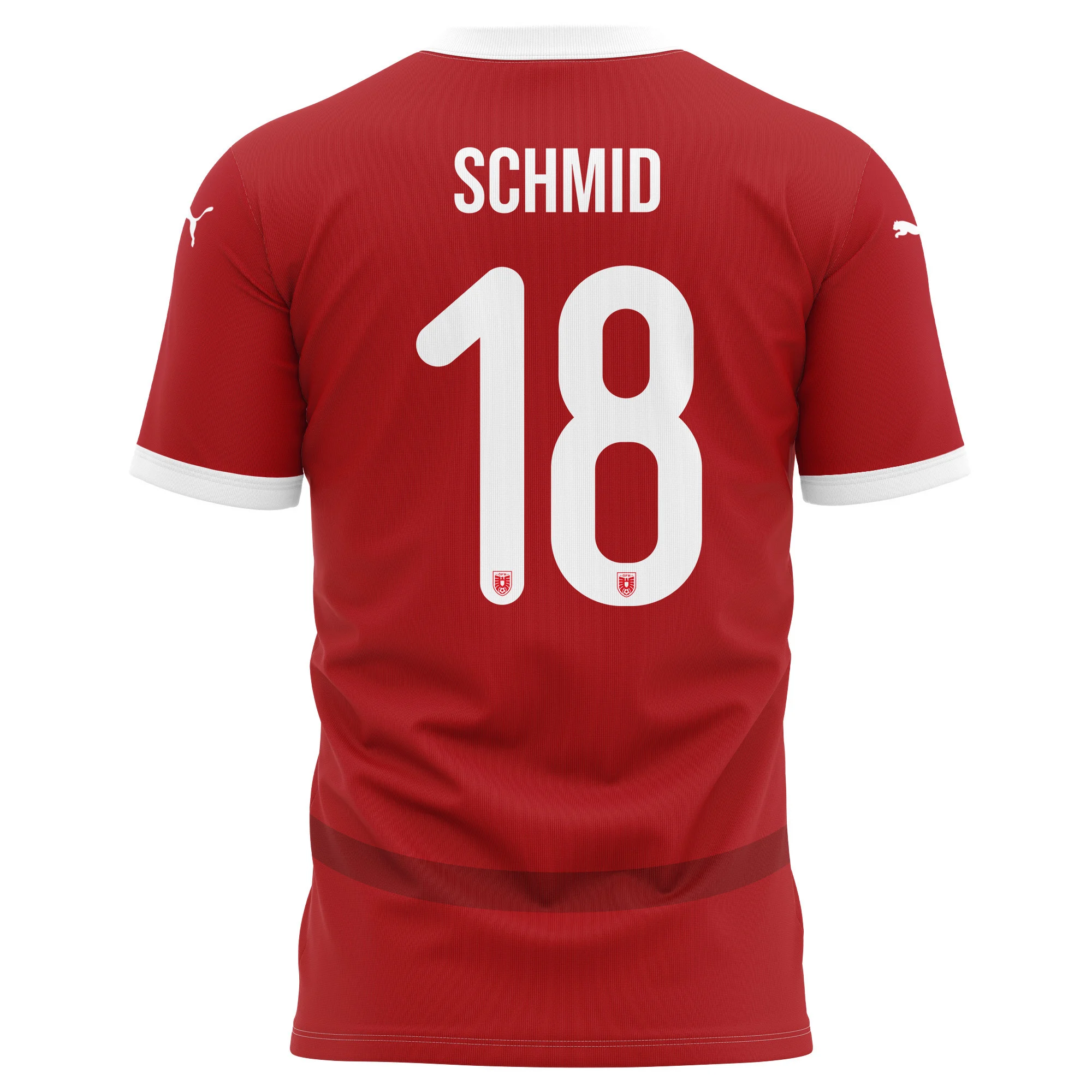 Romano Schmid 18 Austria National Team 2024/25 Home Kits AOP T-shirt - Red