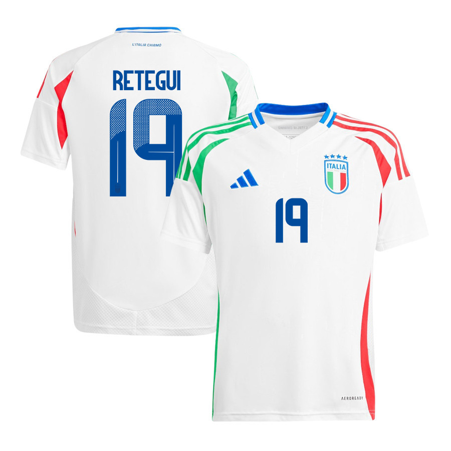 Mateo Retegui 19 Italy National Team 2024/25 Away YOUTH Jersey - White