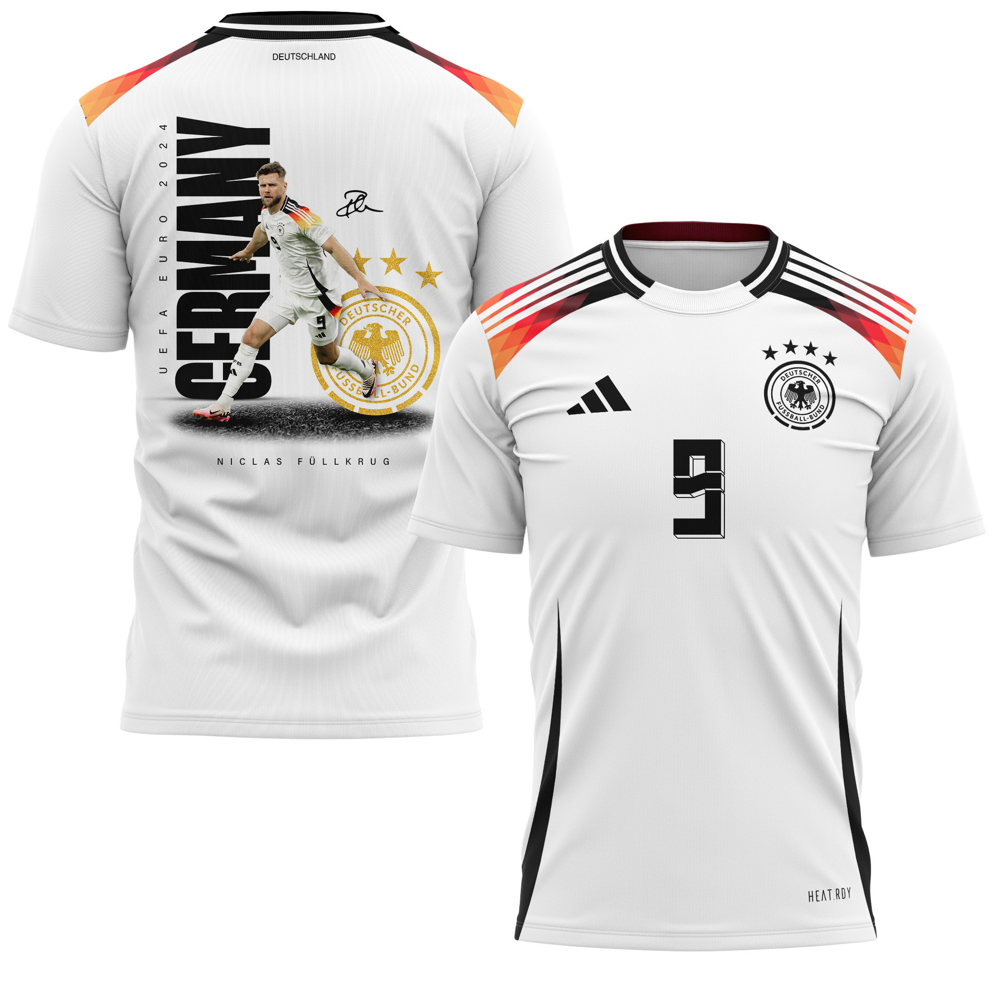 Maximilian Mittelstädt 18 Signed Goal-Scoring Germany National Team 2024 Home Kits AOP T-shirt - White