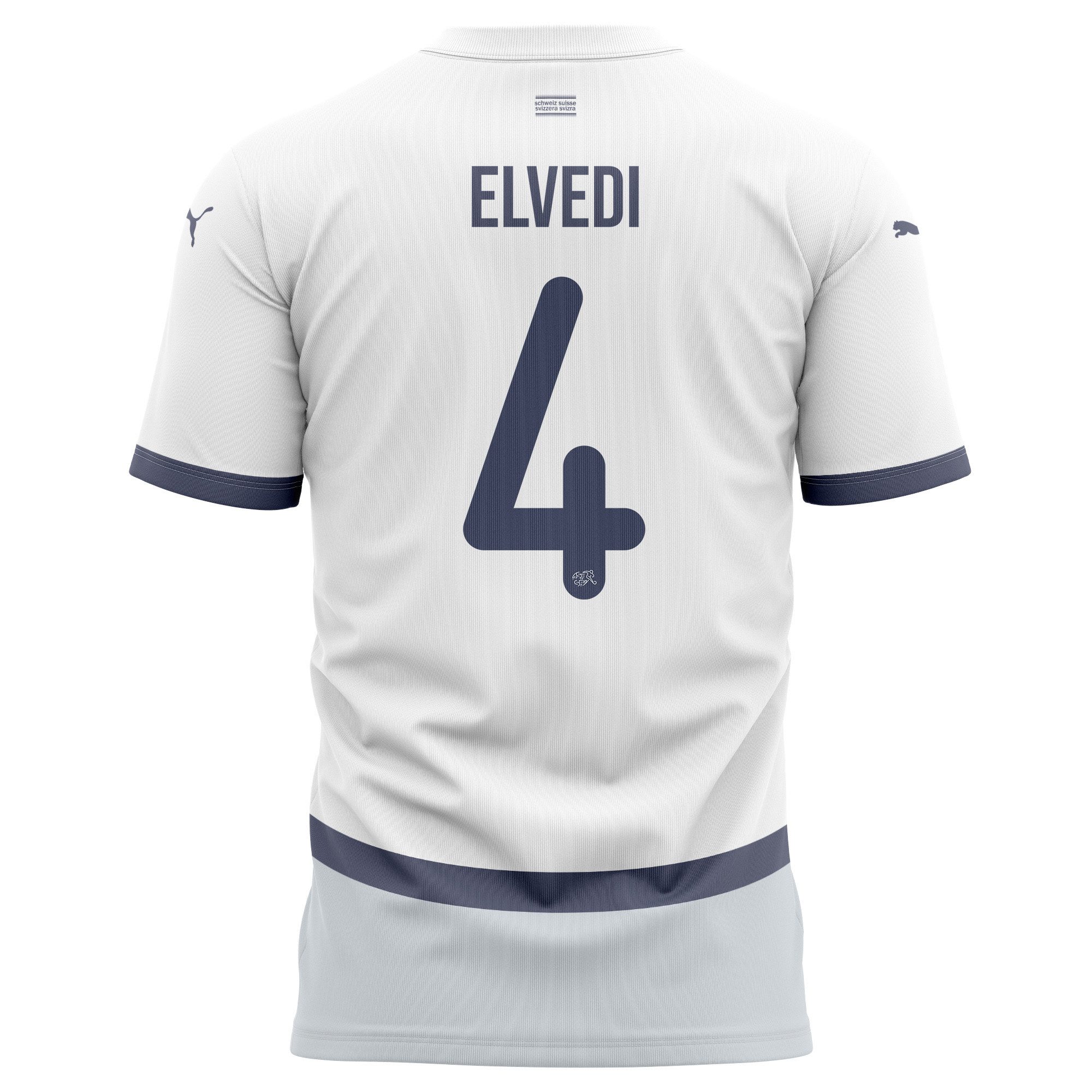 Nico Elvedi 4 Switzerland National Team 2024/25 Away Kits AOP T-shirt - White