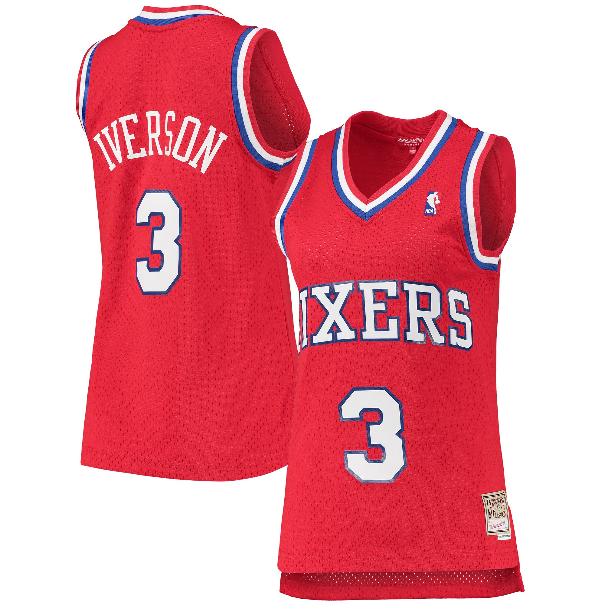 Allen Iverson Philadelphia 76ers Mitchell & Ness Women's 2002\/03 Hardwood Classics Swingman Jersey - Red
