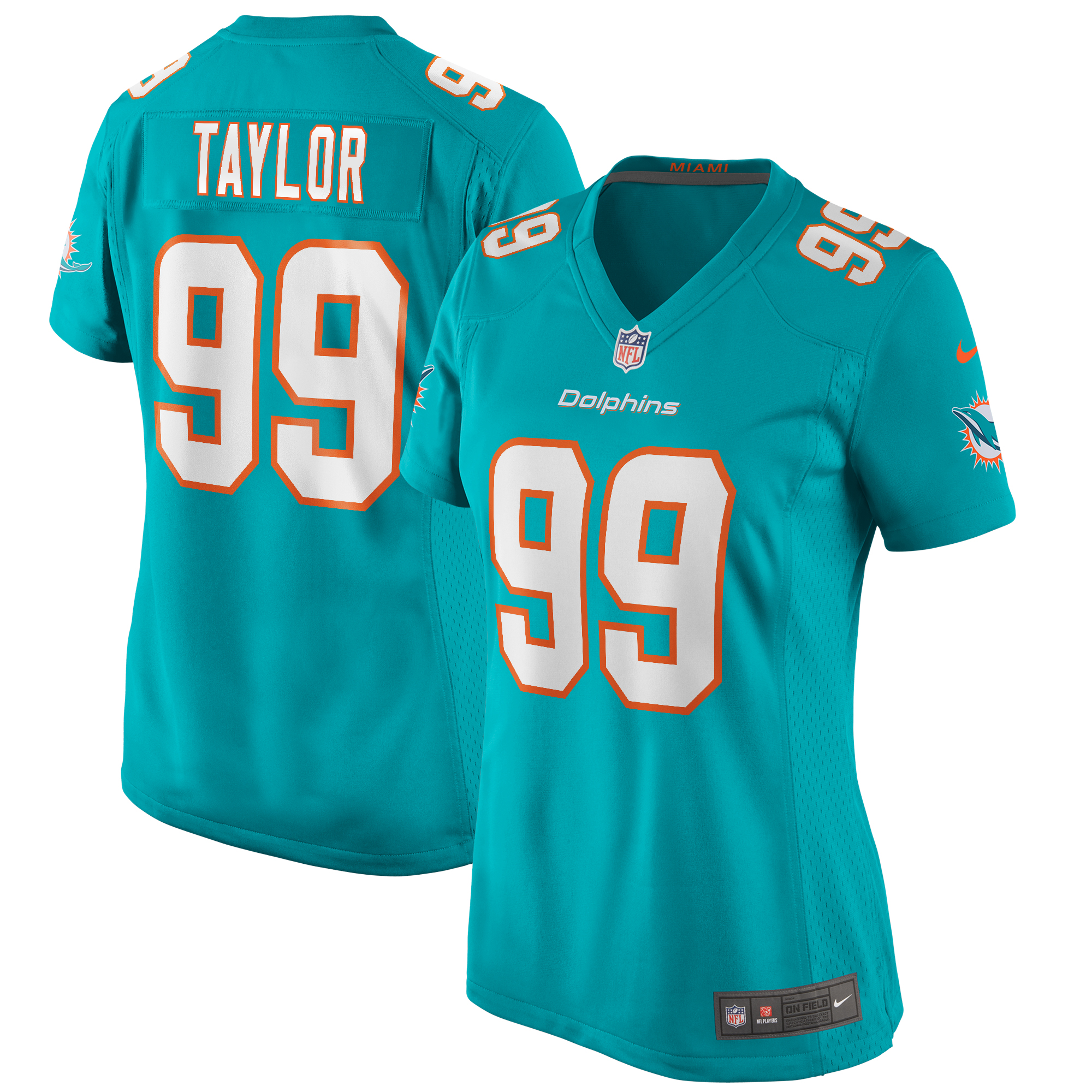Jason Taylor Miami Dolphins  Women's Game Retired Player Jersey - Aqua