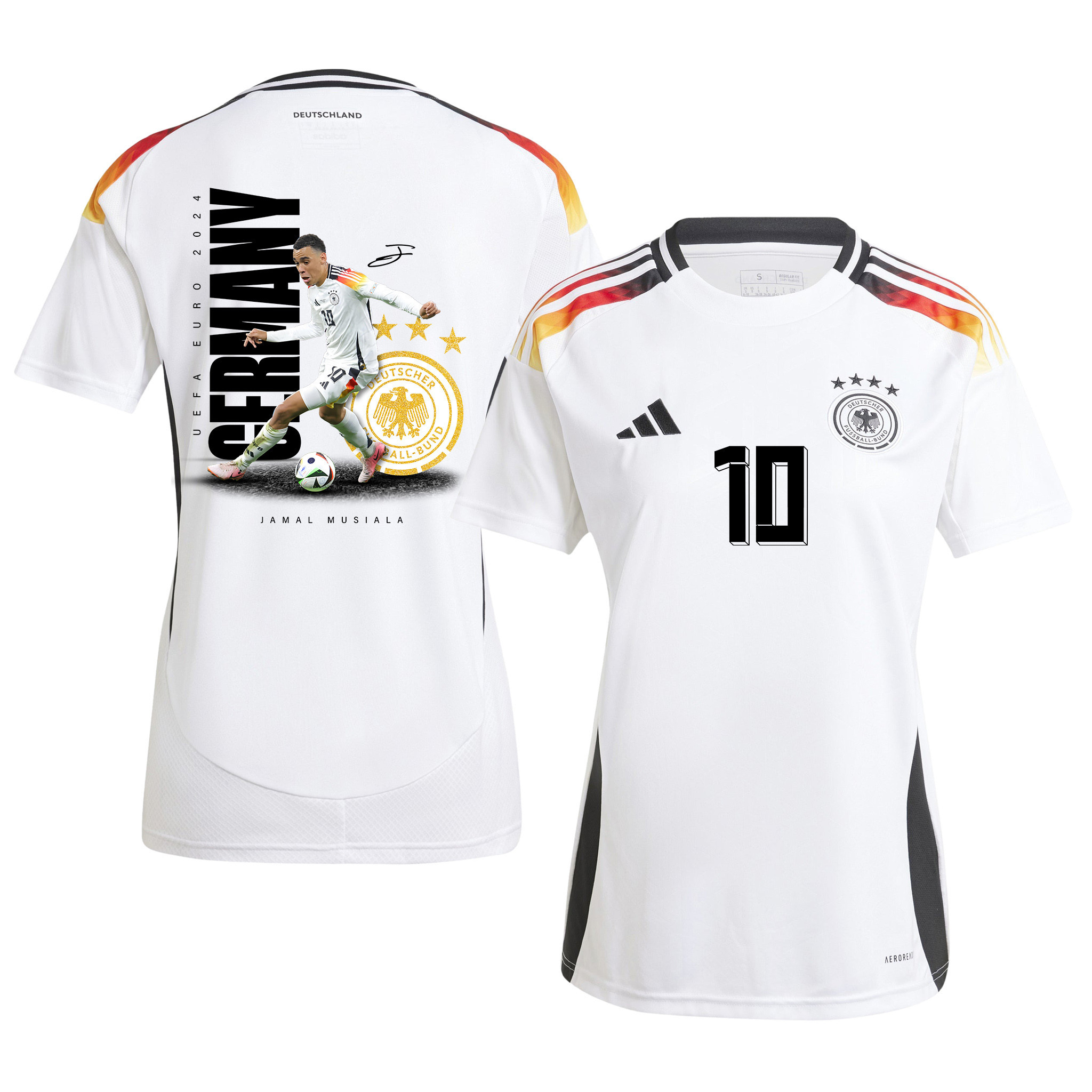 Jamal Musiala 10 Signed Game-changer Germany National Team 2024 Home WOMEN Jersey - White