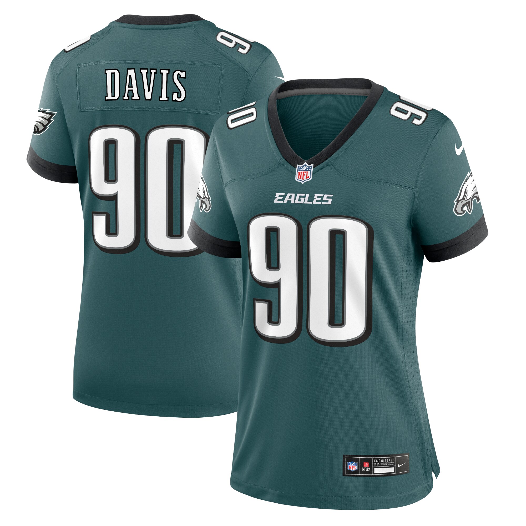 Jordan Davis Philadelphia Eagles  Women's Team Game Jersey - Midnight Green