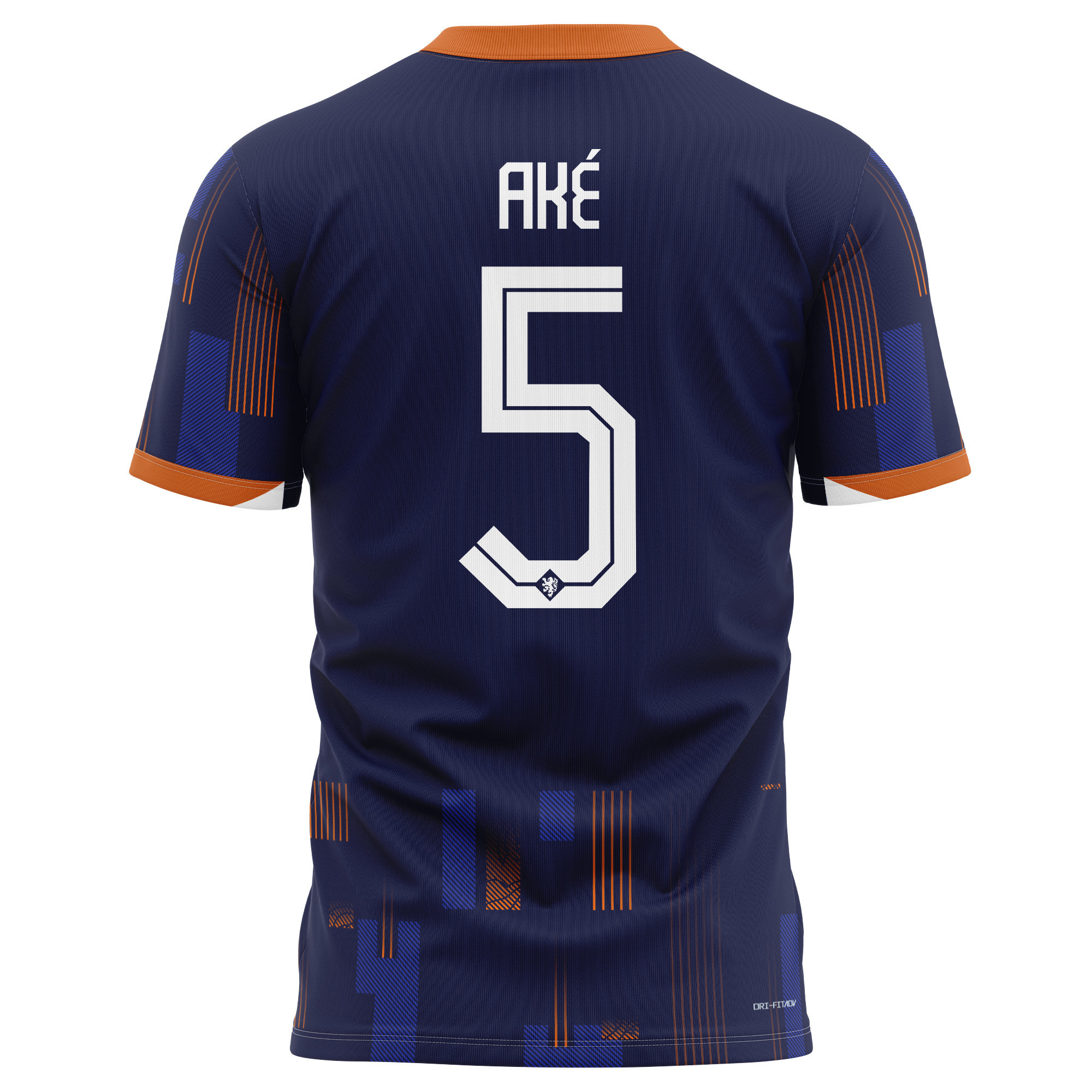 Nathan Aké 5 Netherlands National Team 2024 Away Kits AOP T-shirt - Navy