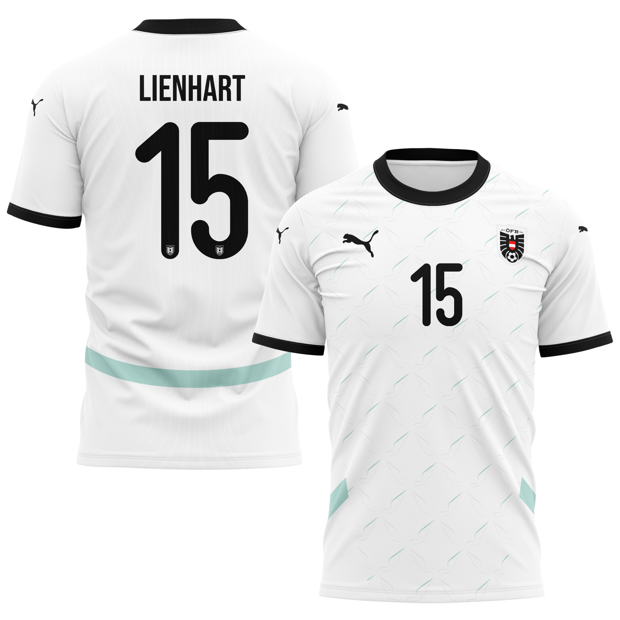 Philipp Lienhart 15 Austria National Team 2024/25 Away Kits AOP T-shirt - White
