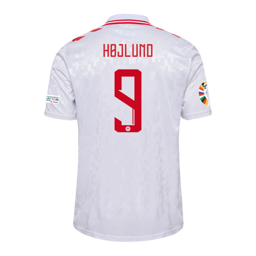 Rasmus Højlund 9 Denmark National Team 2024 Away Stadium Men Jersey - White