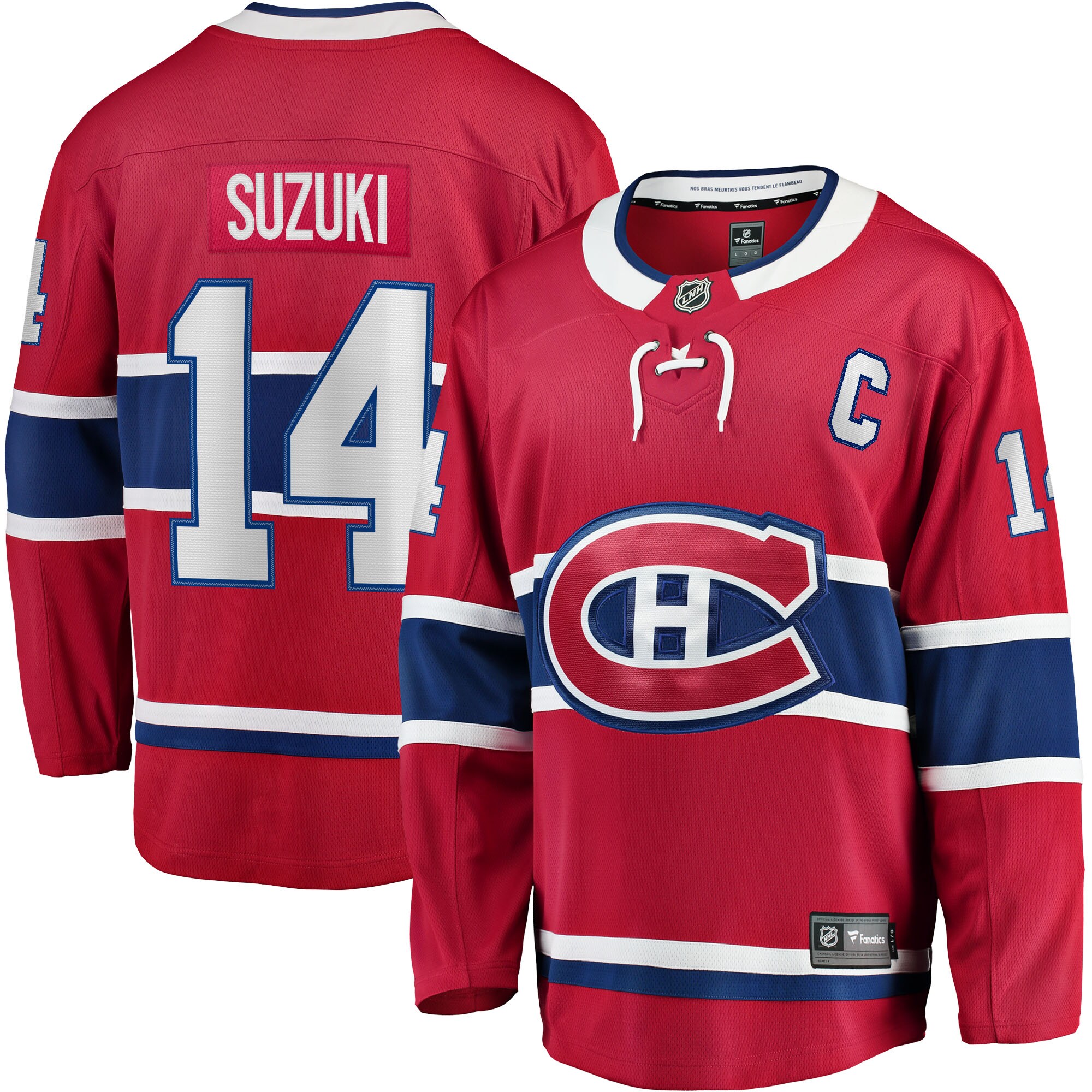 Nick Suzuki Montreal Canadiens Fanatics Home Captain Patch Breakaway Player Jersey - Red