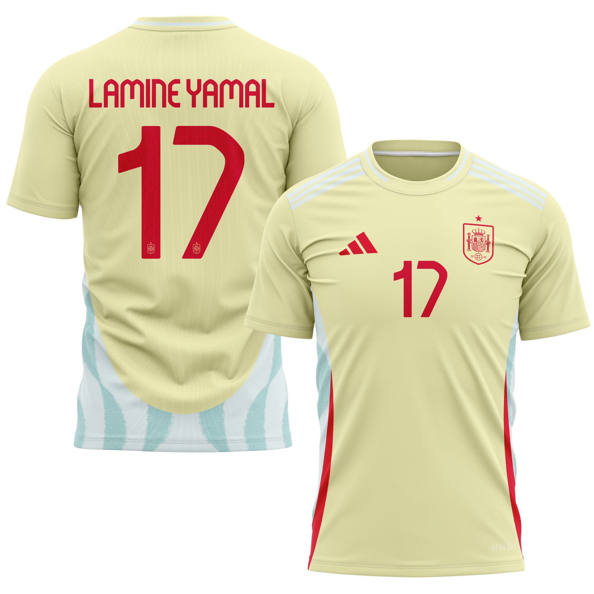 Lamine Yamal 17 Spain National Team 2024 Away Kits AOP T-shirt - Yellow