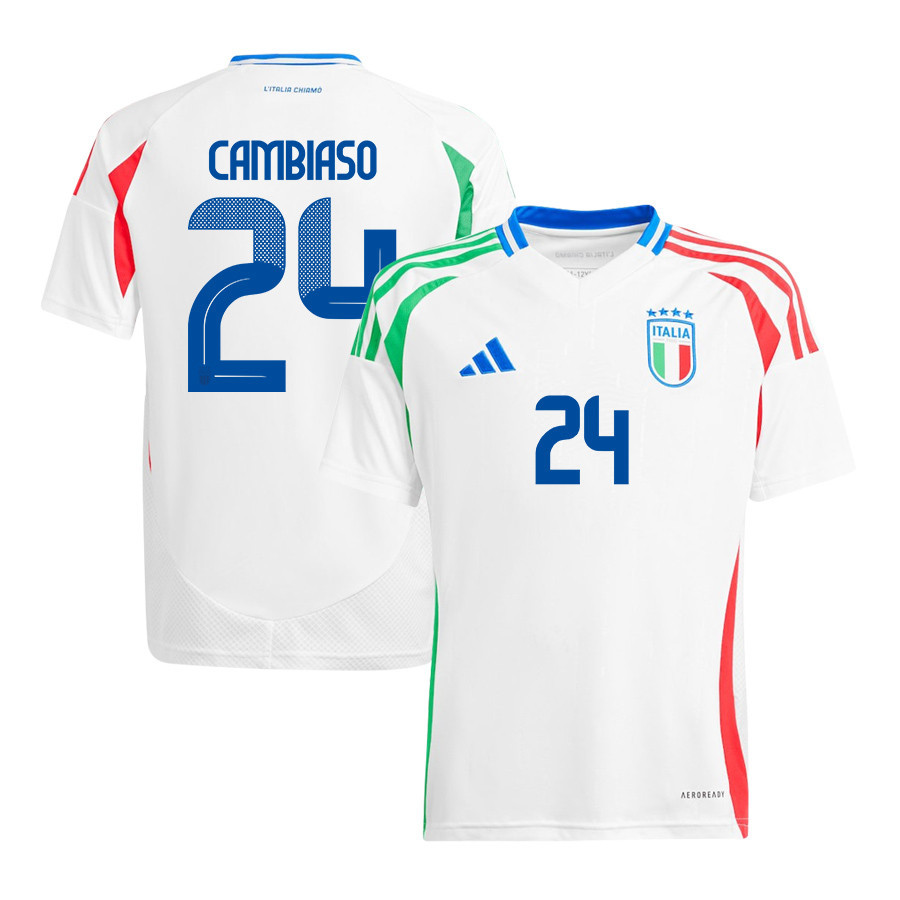 Andrea Cambiaso 24 Italy National Team 2024/25 Away YOUTH Jersey - White