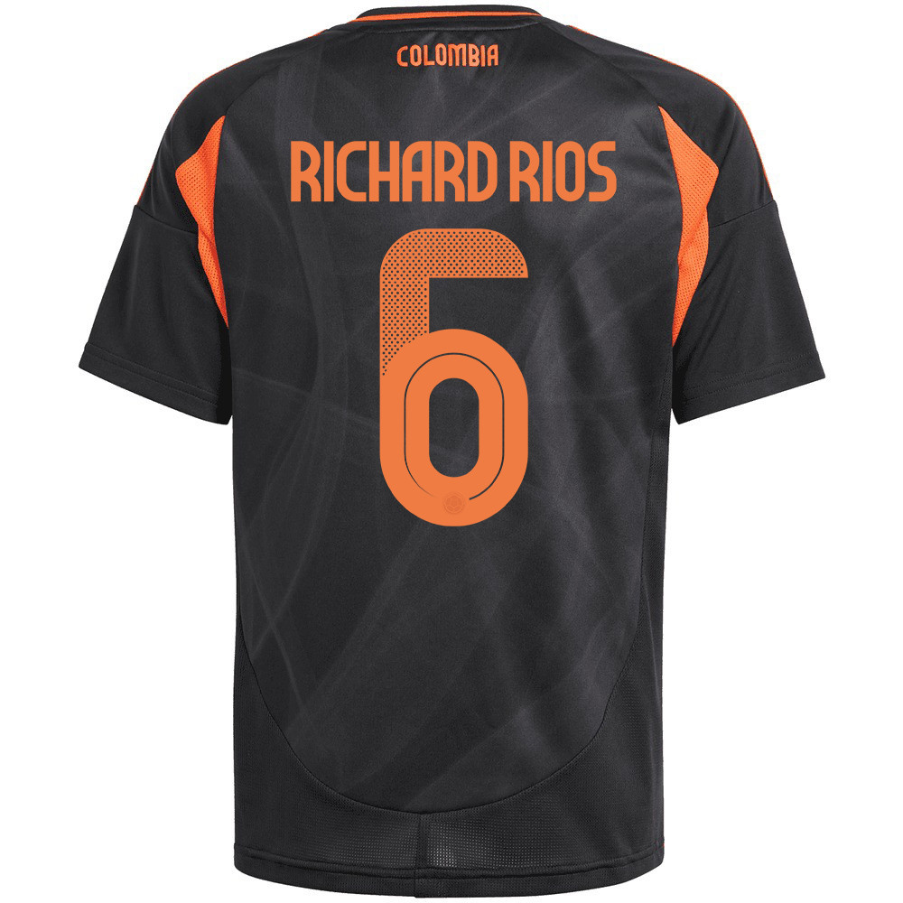 Richard Rios 6 Colombia National Team 2024/25 Away YOUTH Jersey - Black