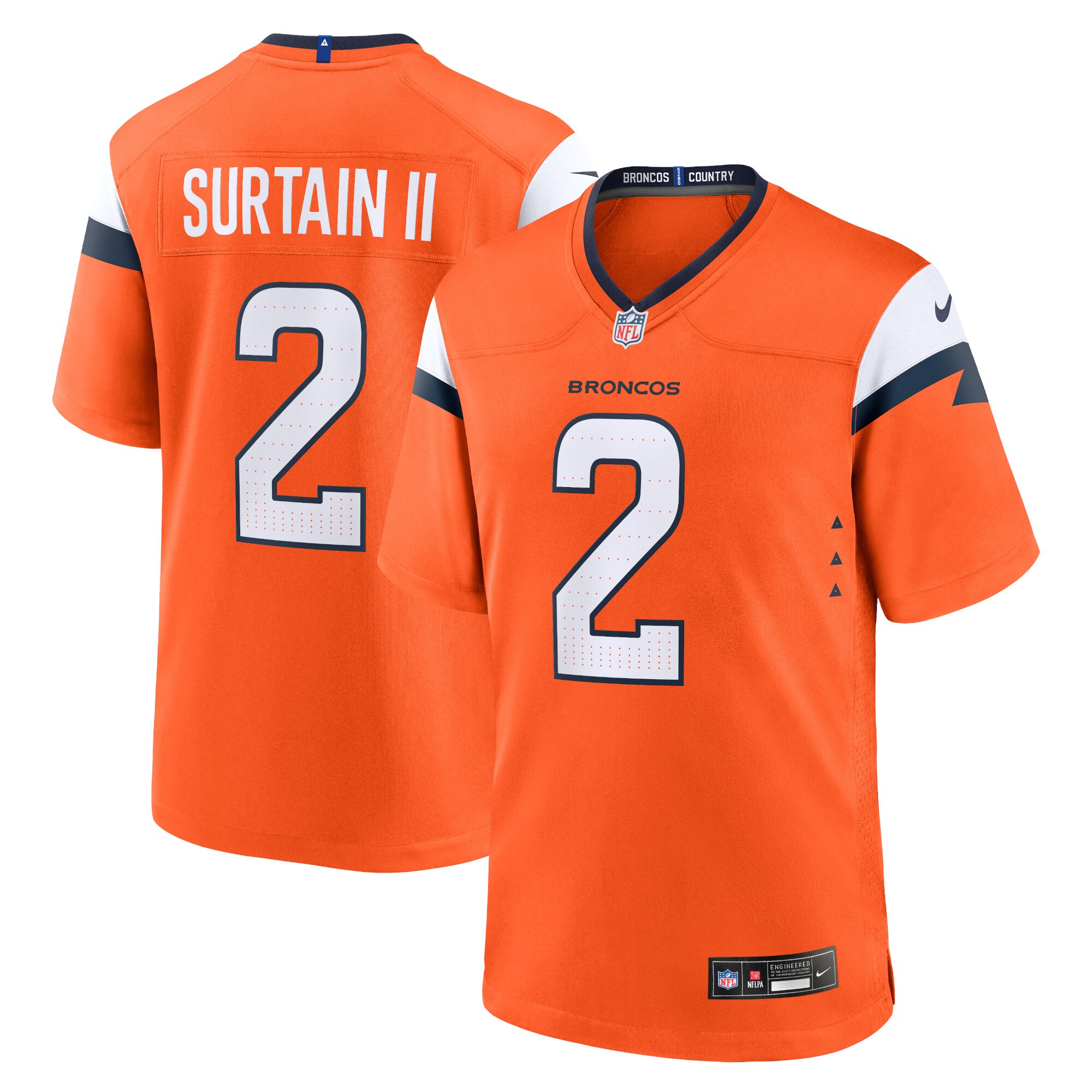 Patrick Surtain II Denver Broncos  Game Jersey - Orange