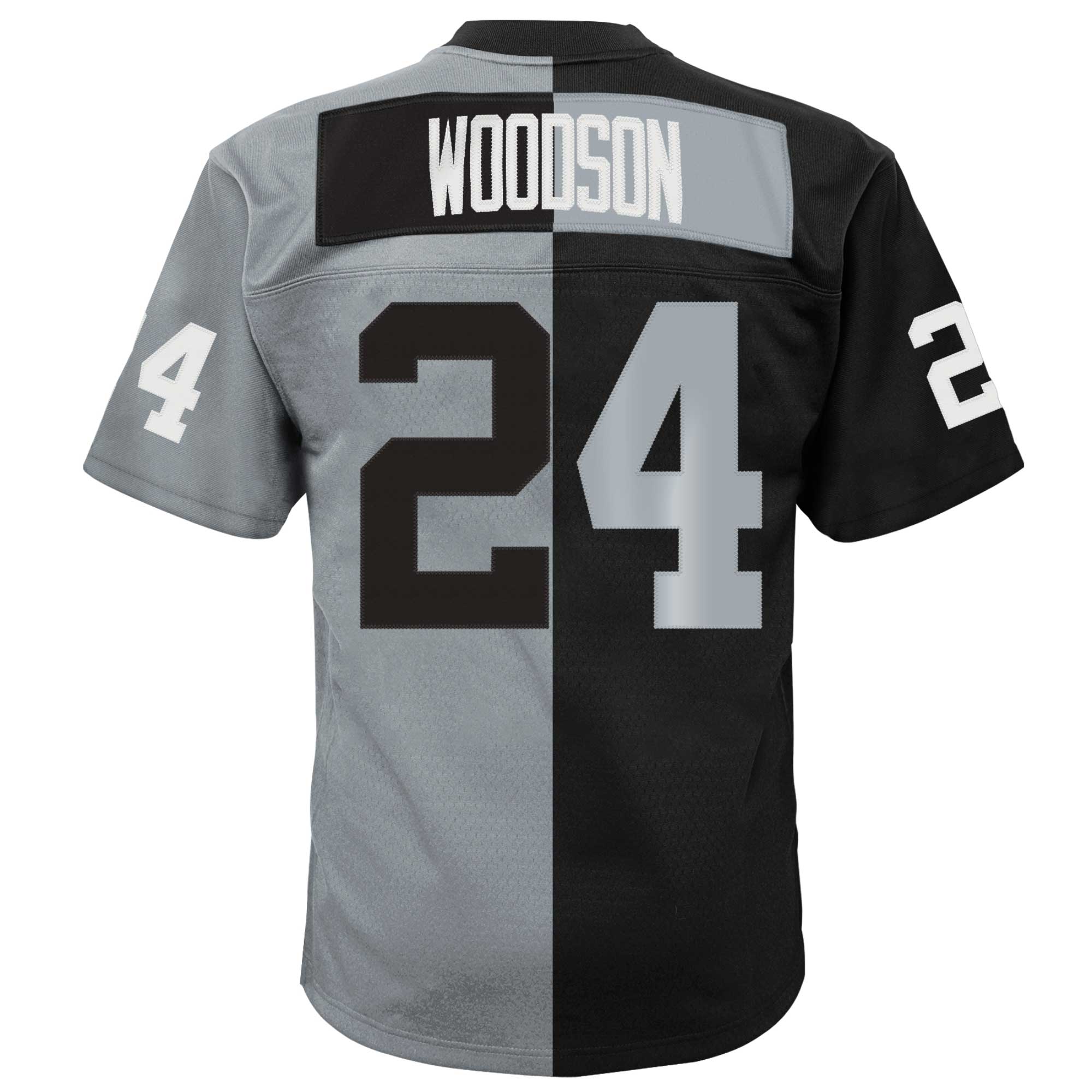 Charles Woodson Las Vegas Raiders Mitchell & Ness Youth Split Legacy Jersey - Black\/Silver