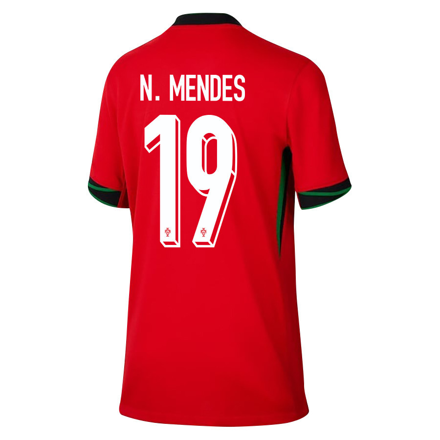 Nuno Mendes 19 Portugal National Team 2024/25 Home YOUTH Jersey - Red
