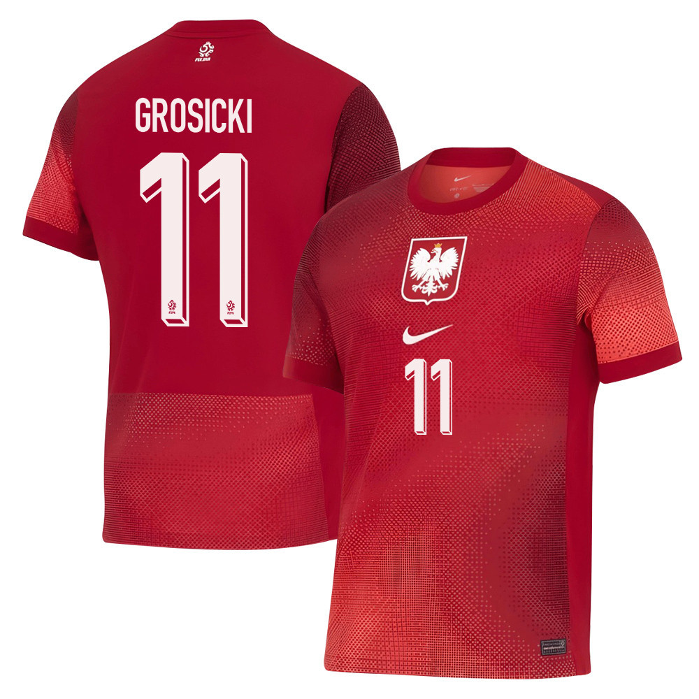 Kamil Grosicki 11 Poland National Team 2024/25 Away Men Jersey - Red