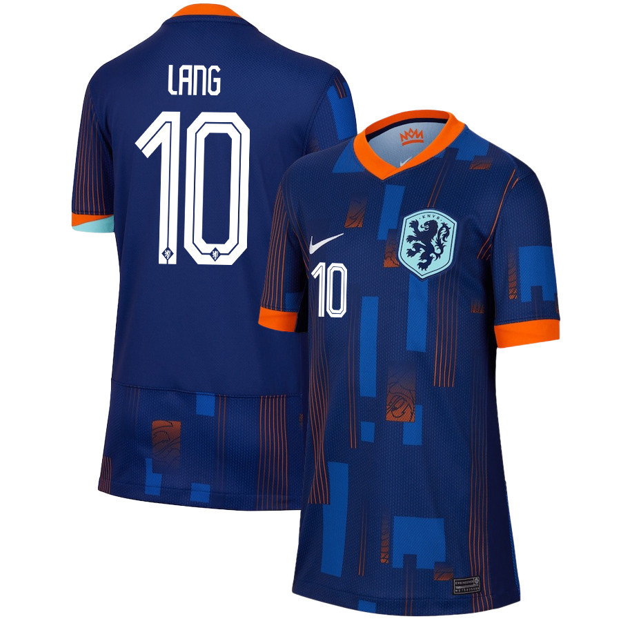 Noa Lang 10 Netherlands National Team 2024/25 Away YOUTH Jersey - Navy