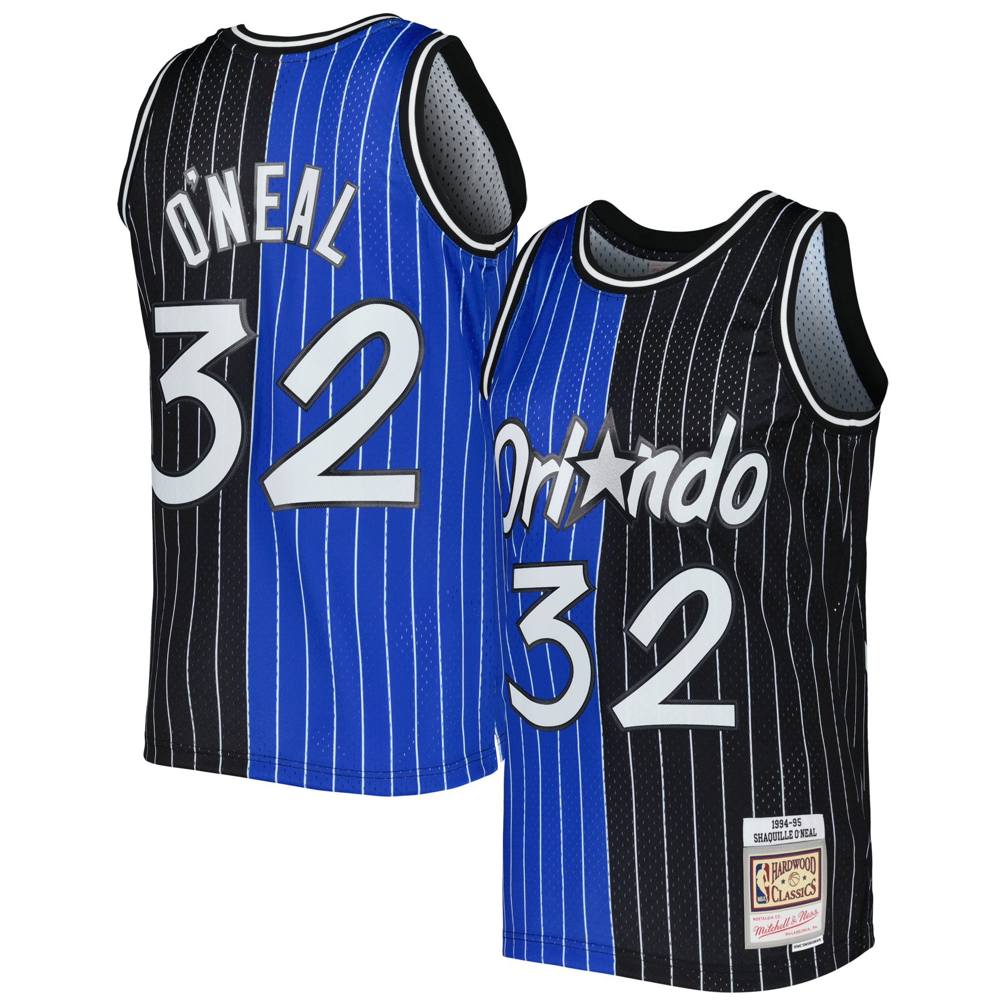 Shaquille O'Neal Orlando Magic Mitchell & Ness Hardwood Classics 1994\/95 Split Swingman Jersey - Blue\/Black