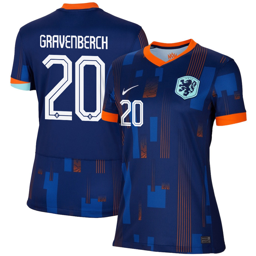 Ryan Gravenberch 20 Netherlands National Team 2024/25 Away WOMEN Jersey - Navy