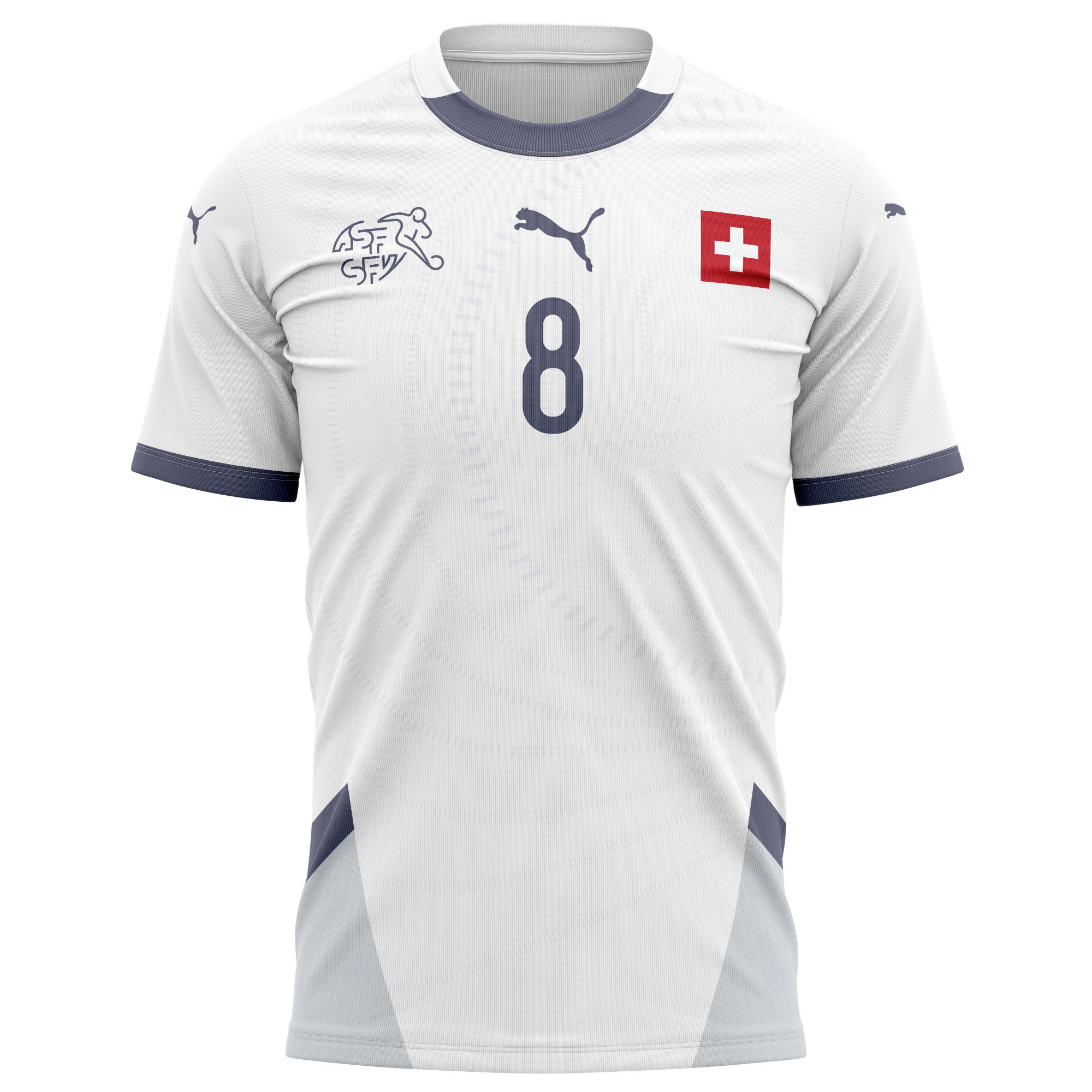 Remo Freuler 8 Switzerland National Team 2024/25 Away Kits AOP T-shirt - White