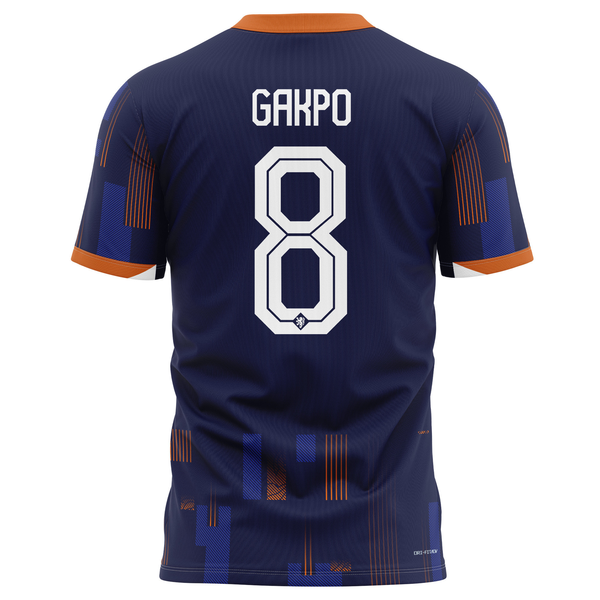 Cody Gakpo 8 Netherlands National Team 2024 Away Kits AOP T-shirt - Navy
