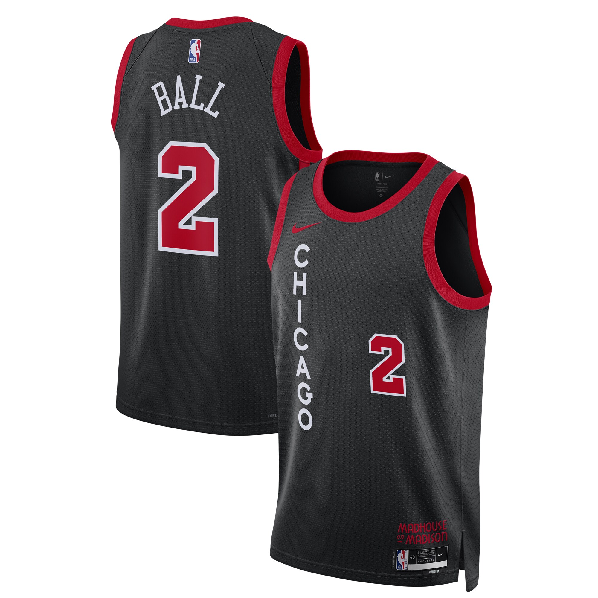 Lonzo Ball Chicago Bulls  Unisex 2023\/24 Swingman Jersey - Black - City Edition