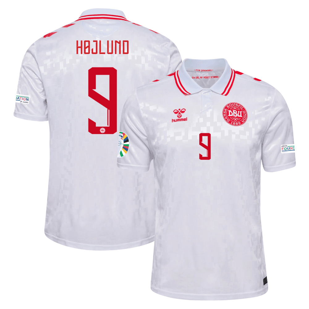 Rasmus Højlund 9 Denmark National Team 2024 Away Stadium Men Jersey - White