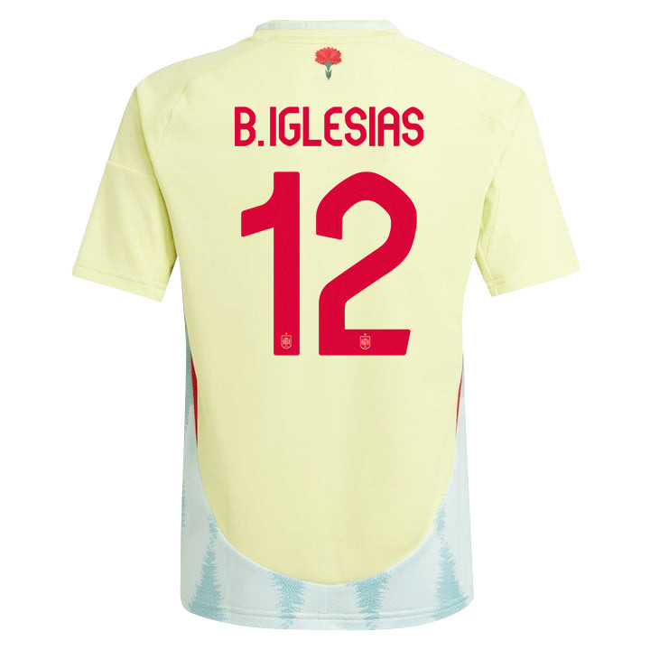 Borja Iglesias 12 Spain National Team 2024 Away YOUTH Jersey - Yellow
