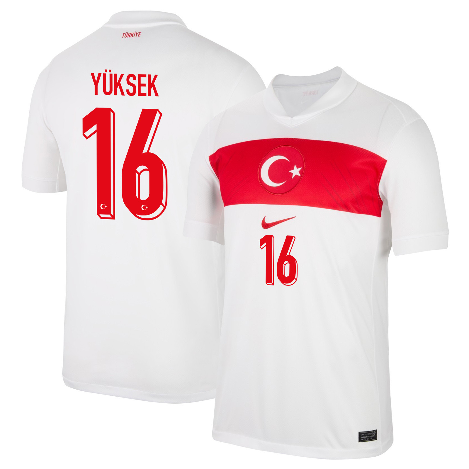 İsmail Yüksek 16 Turkey National Team 2024 Home Stadium Men Jersey - White