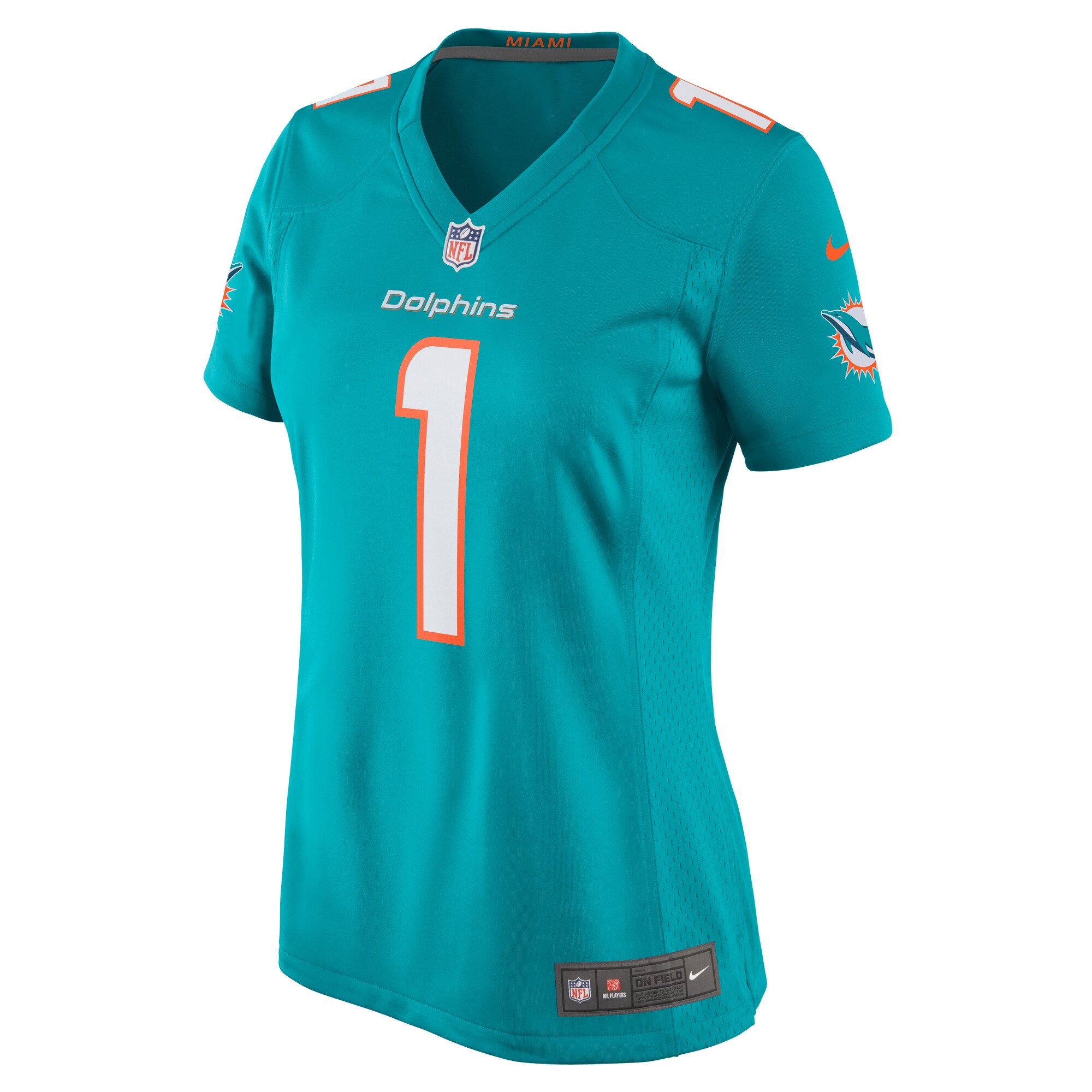 Number 1 Mom Miami Dolphins  Women's Game Jersey - Aqua