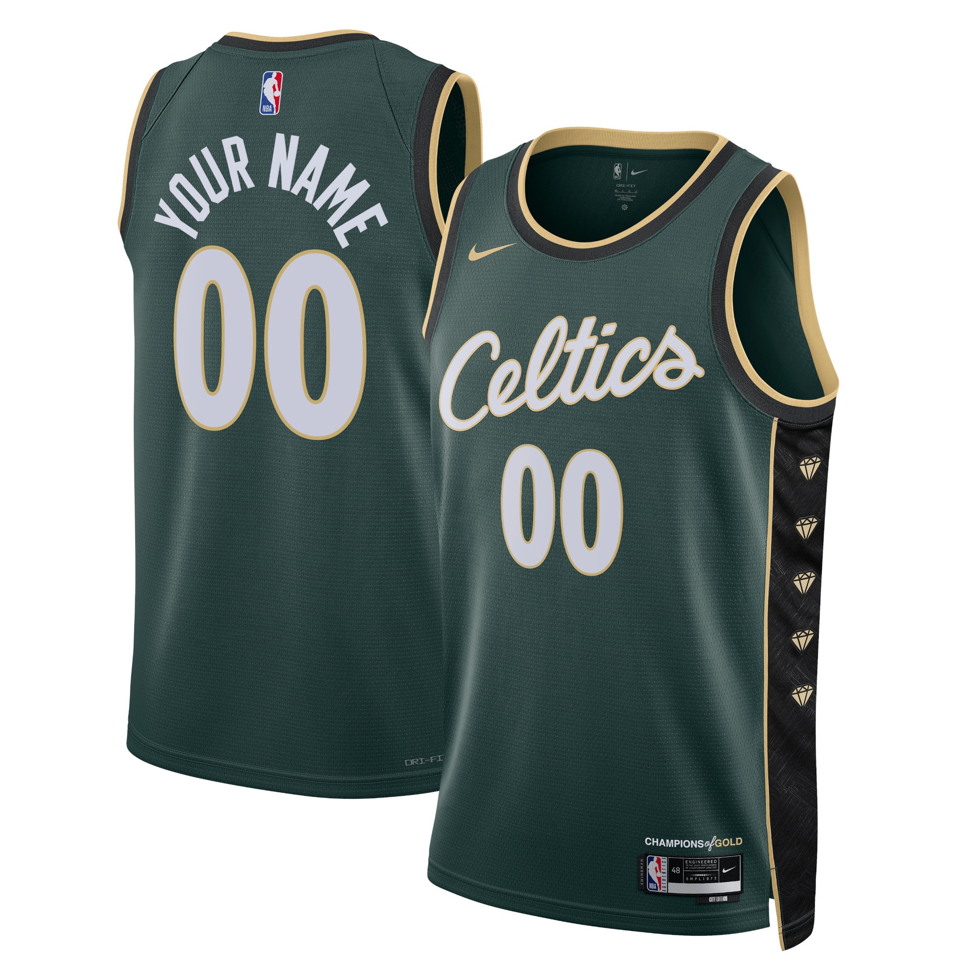 Boston Celtics  Unisex 2022\/23 Swingman Custom Jersey - City Edition - Kelly Green