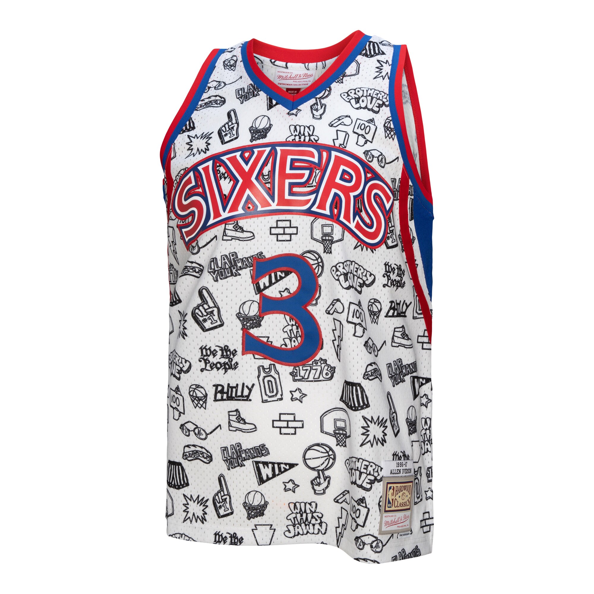 Allen Iverson Philadelphia 76ers Mitchell & Ness 1996\/97 Swingman Jersey - White