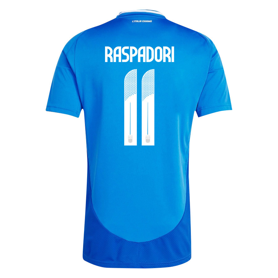 Giacomo Raspadori 11 Italy National Team 2024/25 Home Men Jersey - Blue