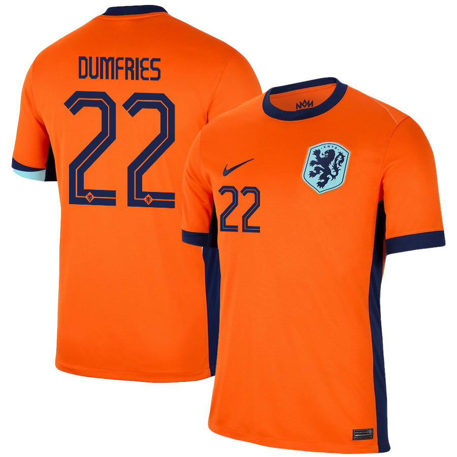 Denzel Dumfries 22 Netherlands National Team 2024/25 Home Men Jersey - Orange