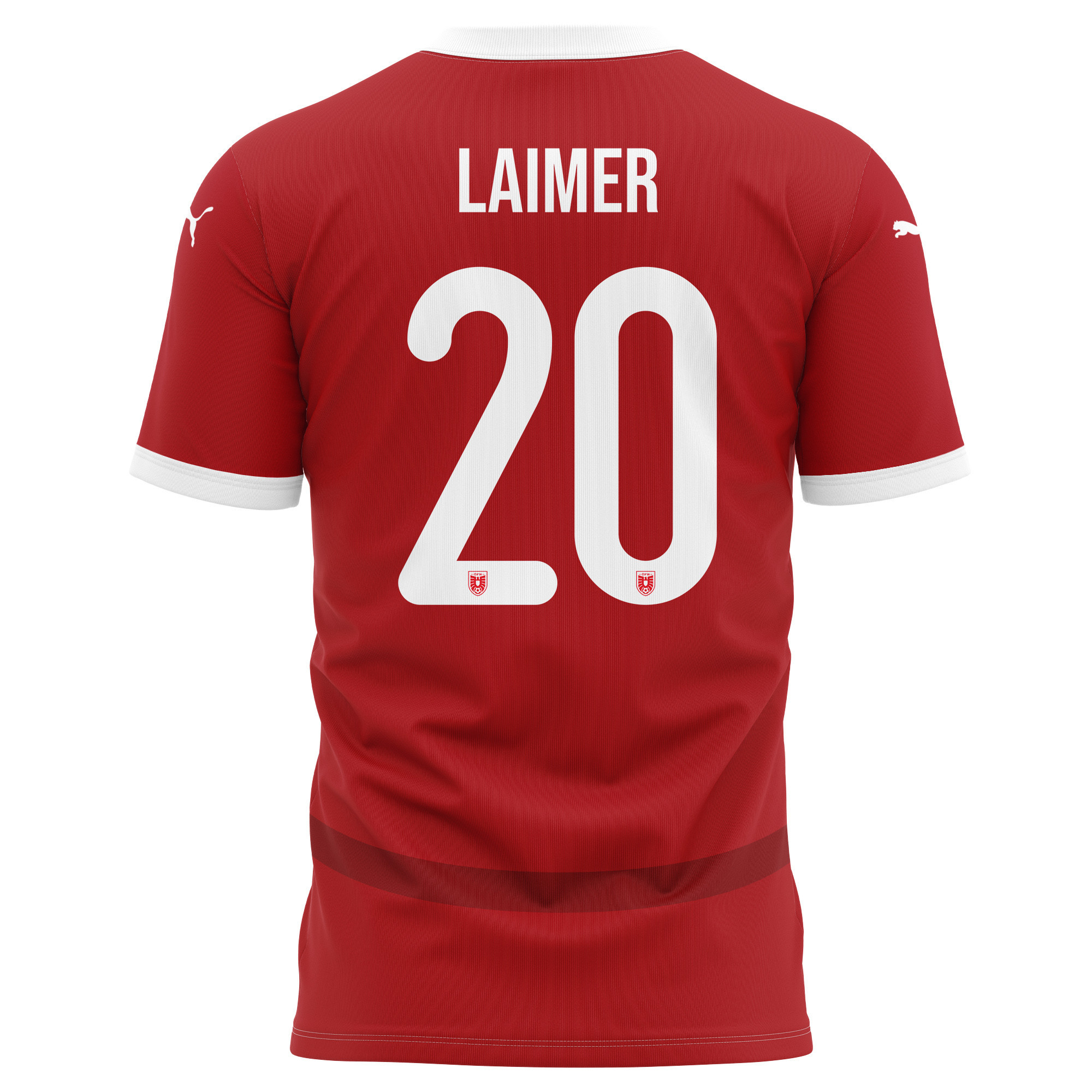 Konrad Laimer 20 Austria National Team 2024/25 Home Kits AOP T-shirt - Red