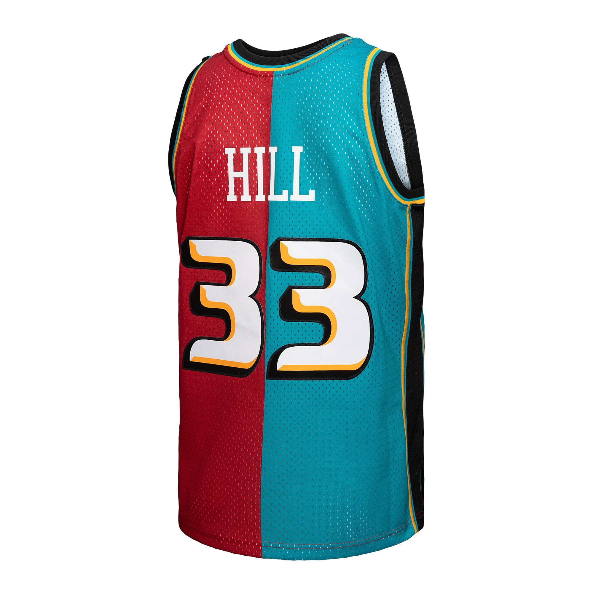 Grant Hill Detroit Pistons Mitchell & Ness Hardwood Classics 1999\/00 Split Swingman Jersey - Teal\/Red