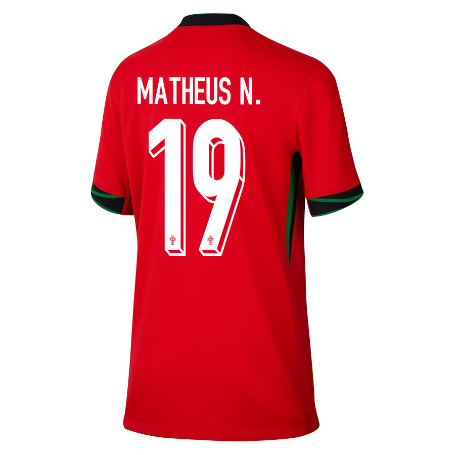Matheus Nunes 19 Portugal National Team 2024/25 Home YOUTH Jersey - Red