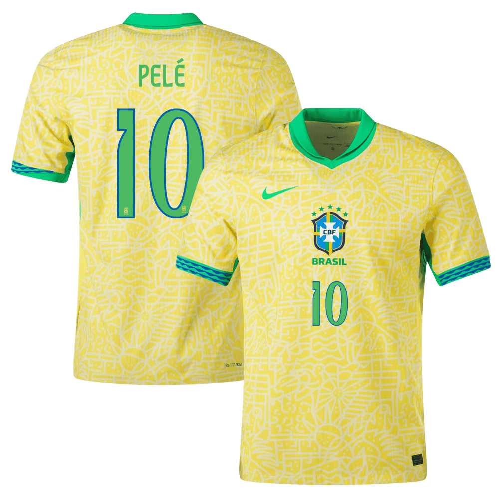 Pelé 10 Brazil National Team 2024 Home Stadium Men Jersey - Yellow