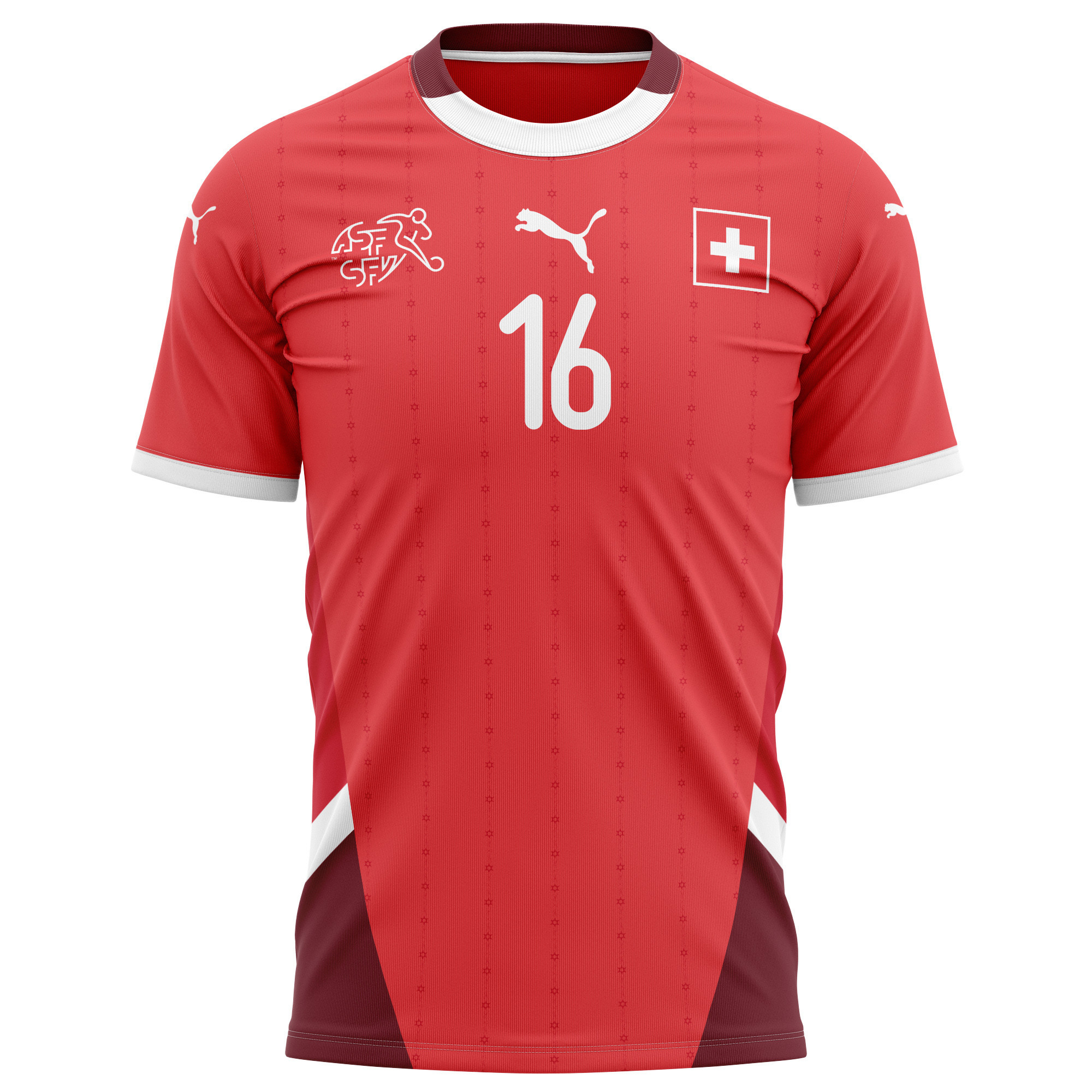 Eray Cömert 16 Switzerland National Team 2024/25 Home Kits AOP T-shirt - Red