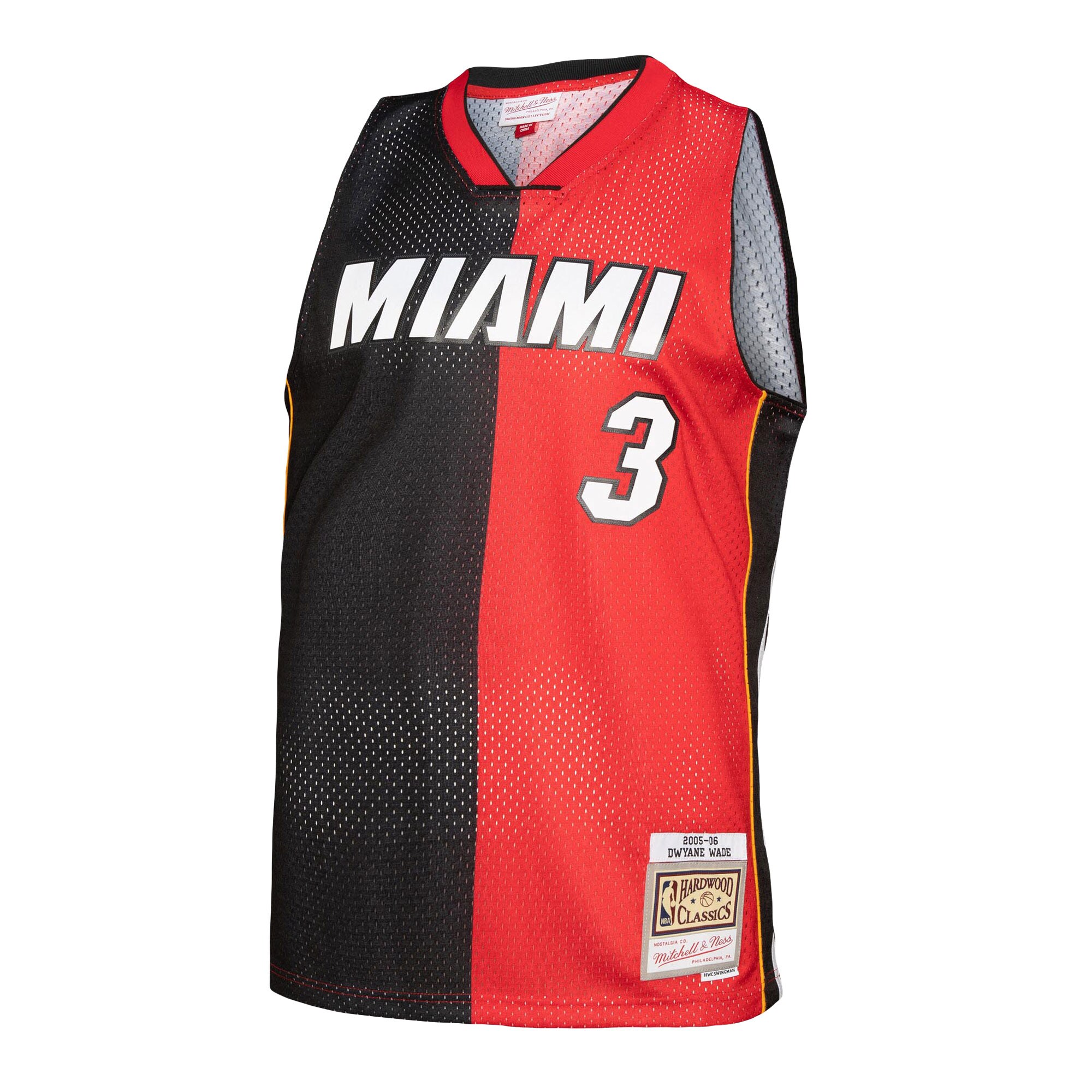 Dwyane Wade Miami Heat Mitchell & Ness Big & Tall Hardwood Classics 2005\/06 Split Swingman Jersey - Black\/Red