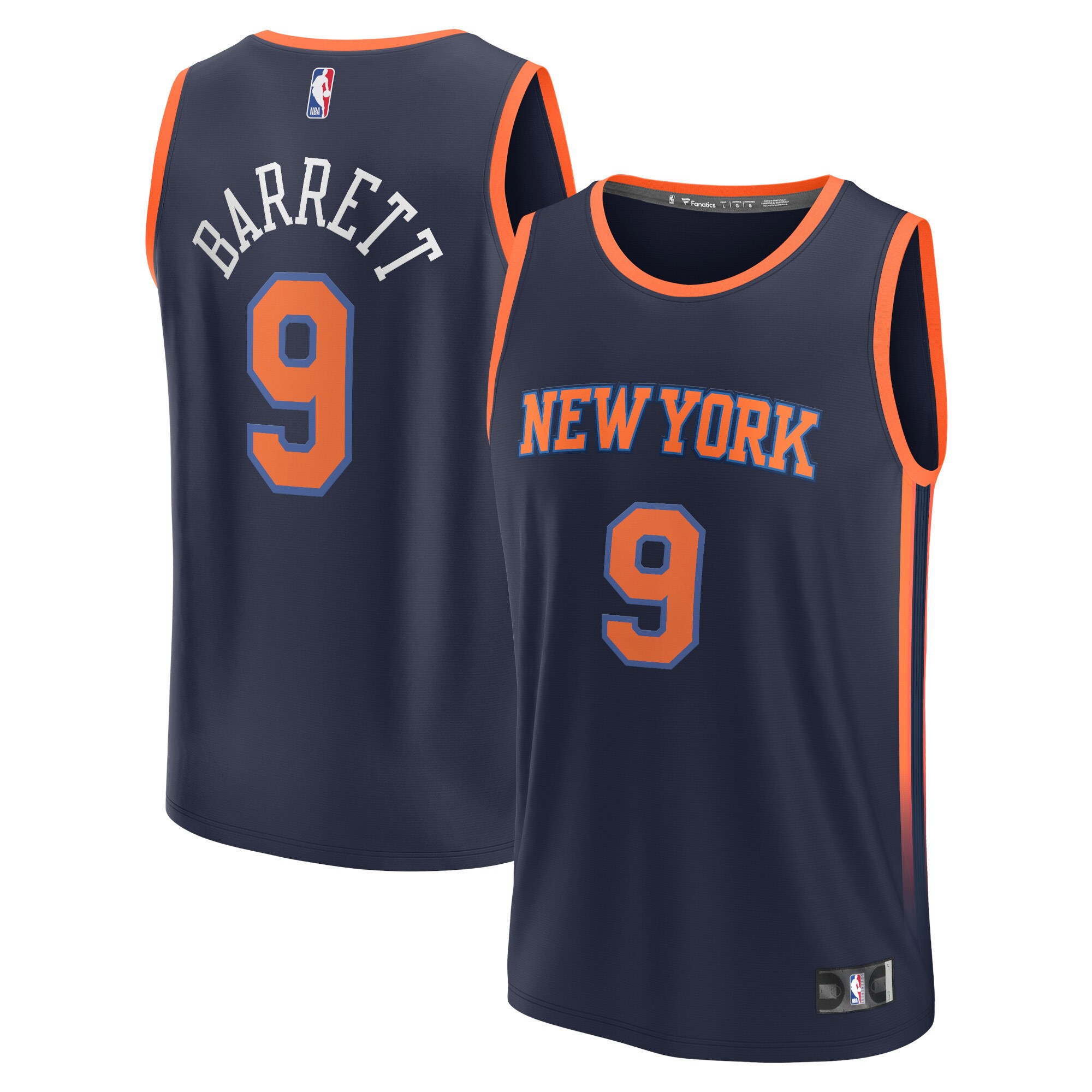 RJ Barrett New York Knicks Fanatics Fast Break Replica Player Jersey - Statement Edition - Navy