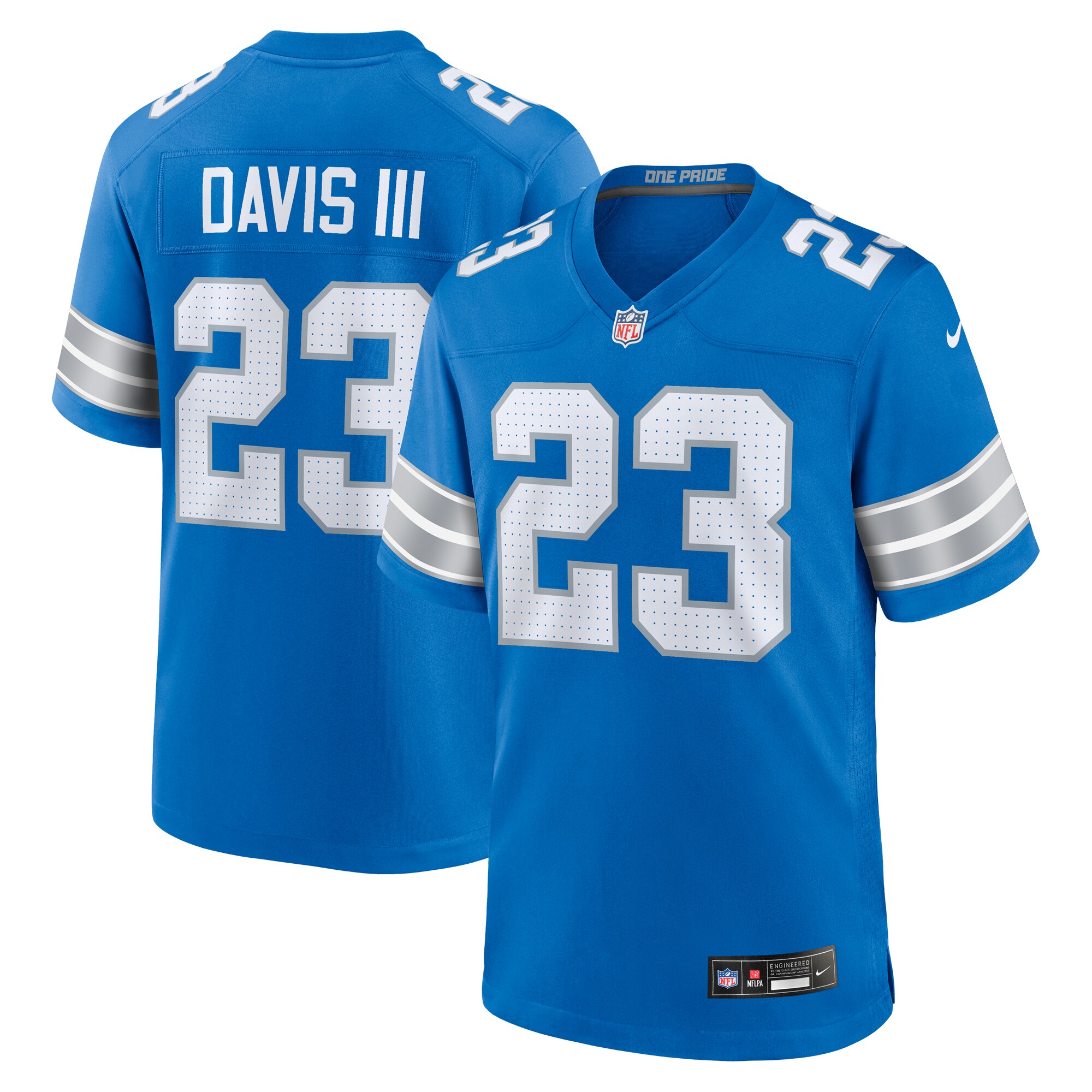 Carlton Davis III Detroit Lions  Game Jersey -  Blue