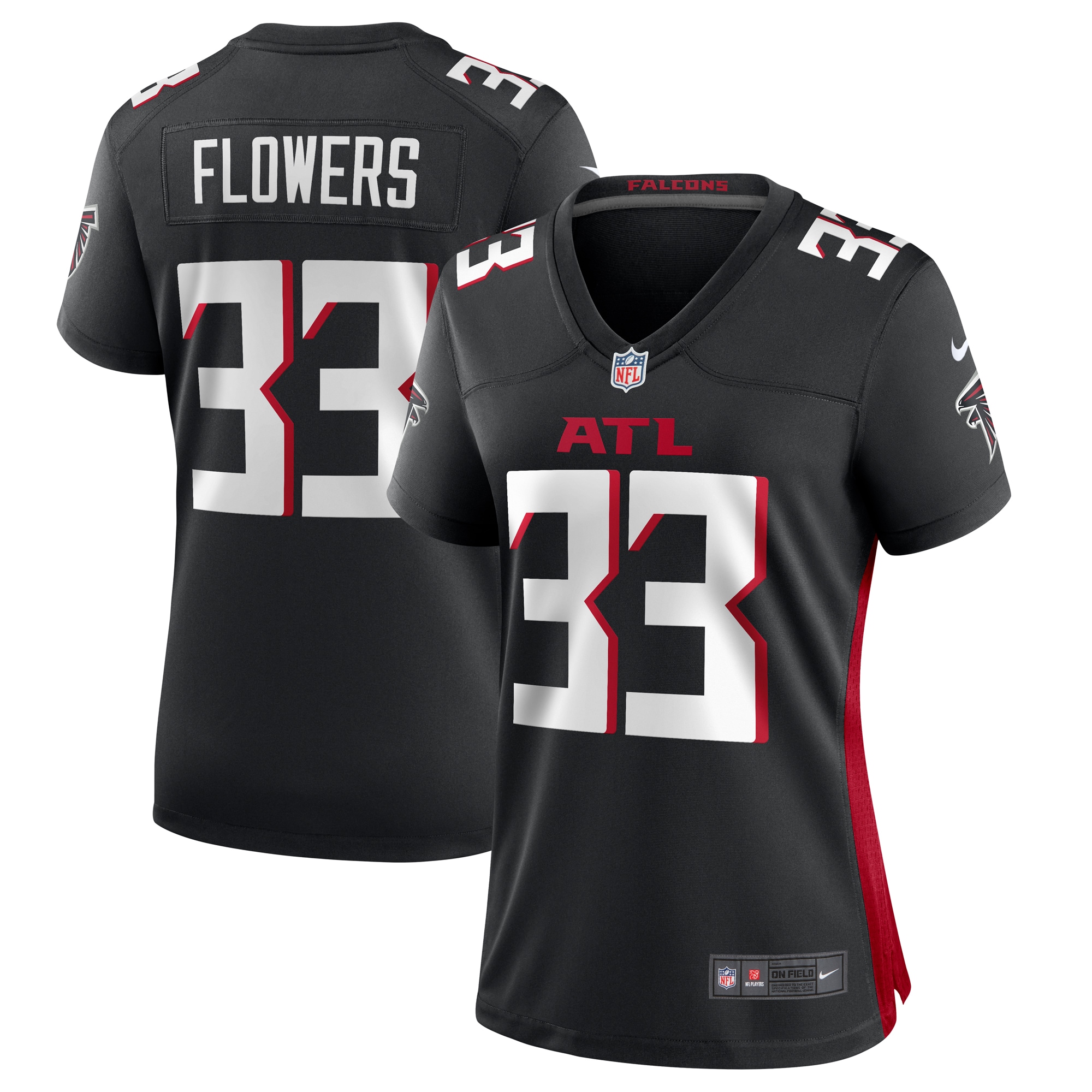 Tre Flowers Atlanta Falcons  Women's Team Game Jersey -  Black
