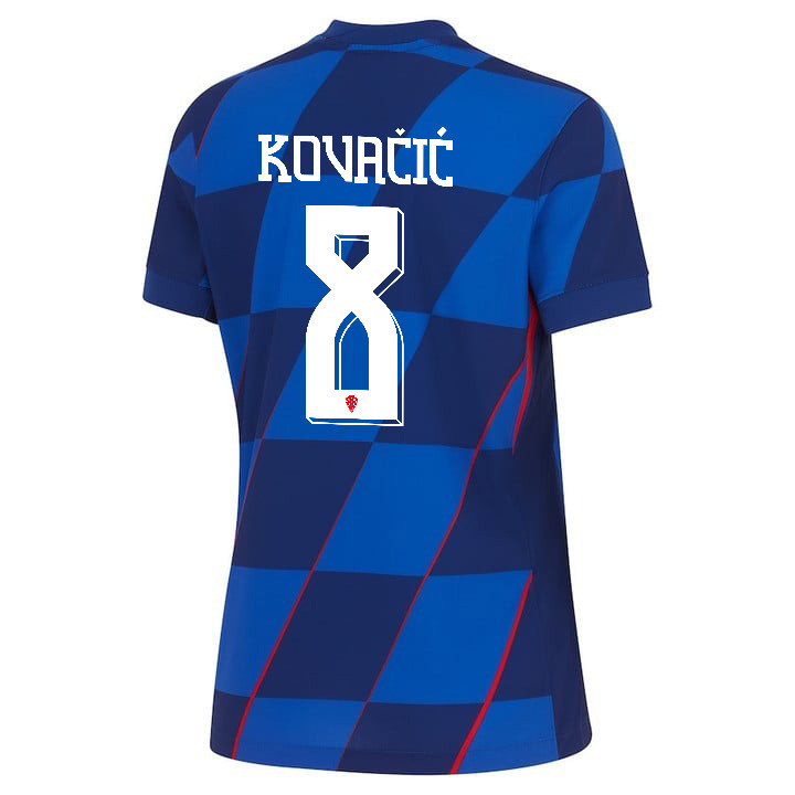 Mateo Kovačić 8 Croatia National Team 2024 Away WOMEN Jersey - Blue