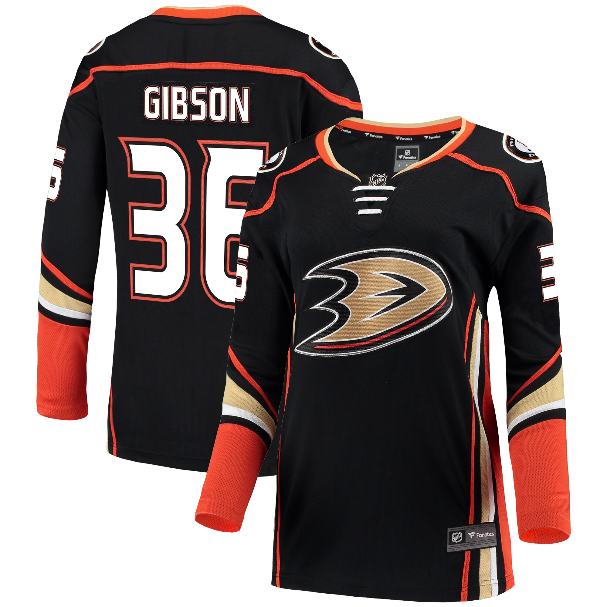 John Gibson Anaheim Ducks Fanatics Women's Breakaway Jersey - Black