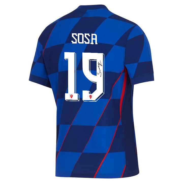 Borna Sosa 19 Signed Croatia National Team 2024 Away Men Jersey Autographed - Navy