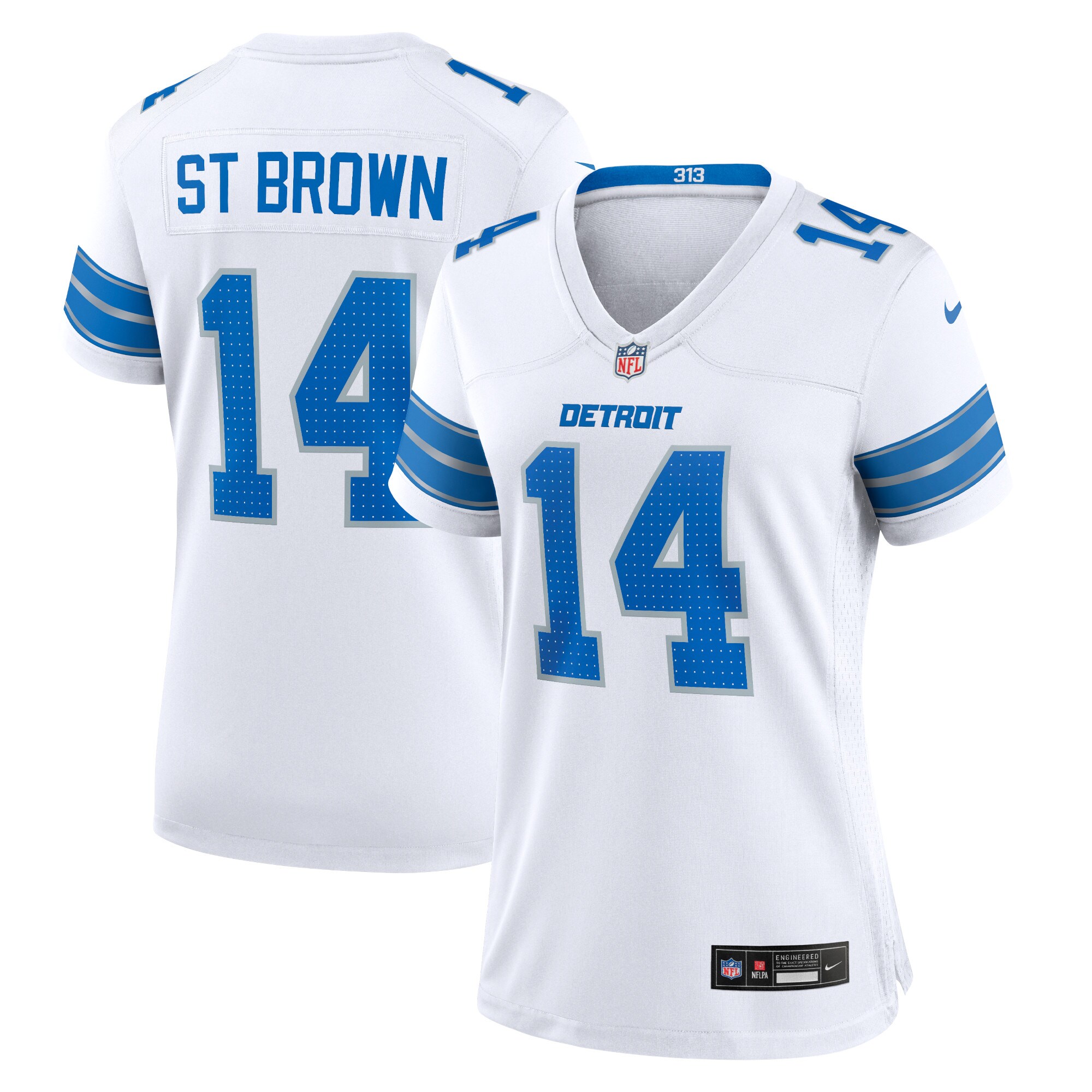 Amon-Ra St. Brown Detroit Lions  Women's White Game Jersey - White