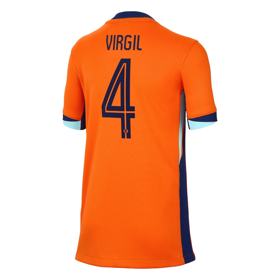 Virgil van Dijk 4 Netherlands National Team 2024 Home YOUTH Jersey - Orange