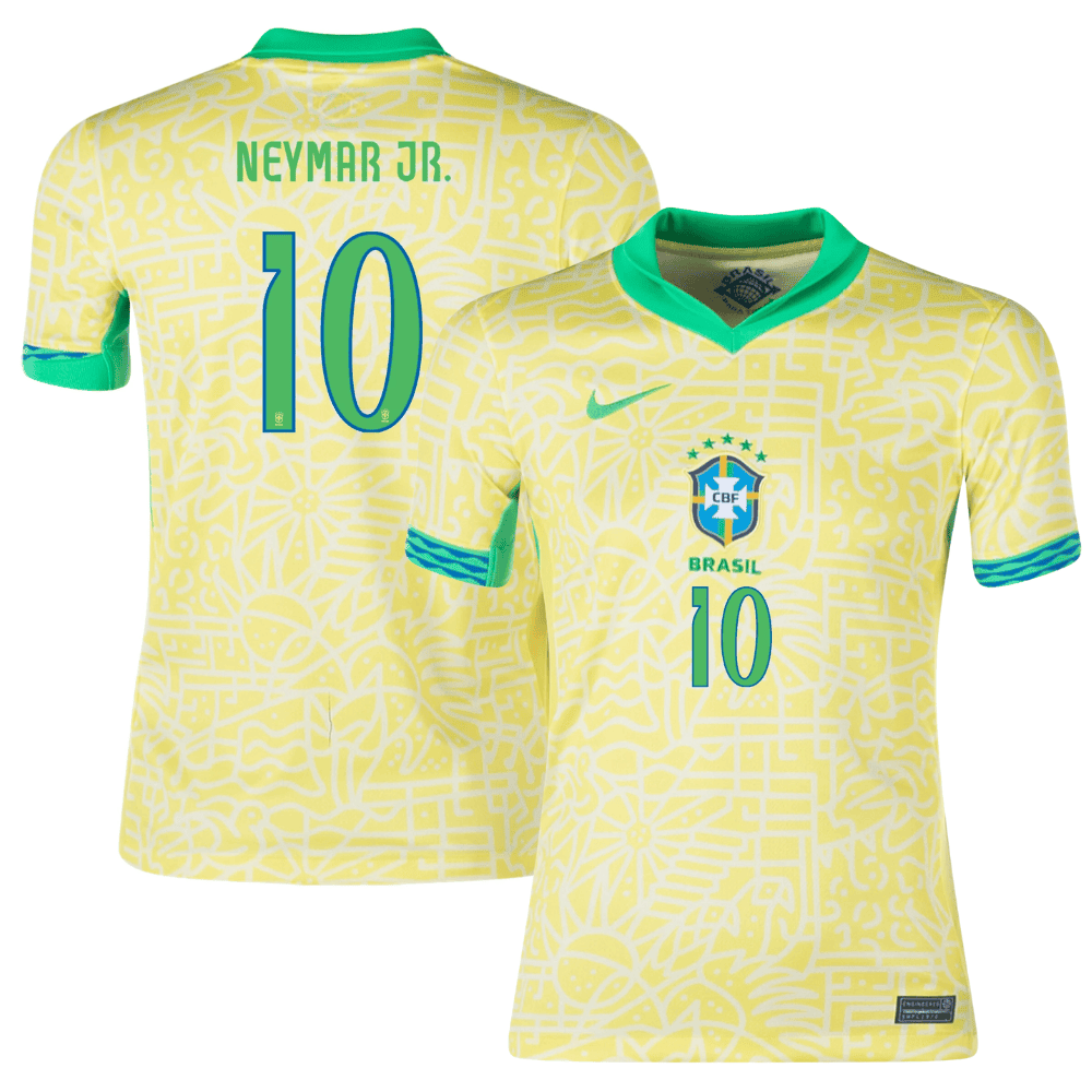Neymar Jr. 10 Brazil National Team 2024 Home Stadium YOUTH Jersey - Yellow