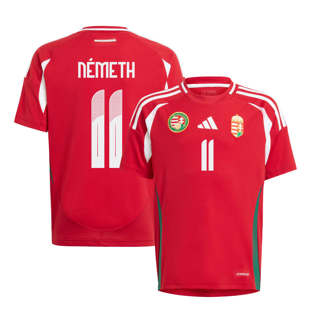 András Németh 11 Hungary National Team 2024/25 Home YOUTH Jersey - Red